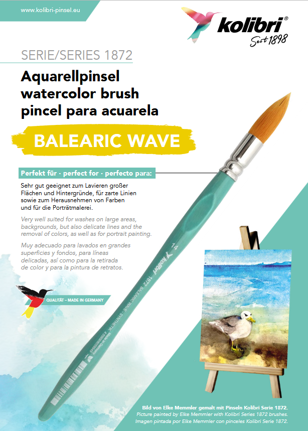 Aquarellpinsel  BALEARIC WAVE - GOLDEN SABLE - WAVE Ergo Holzstiel